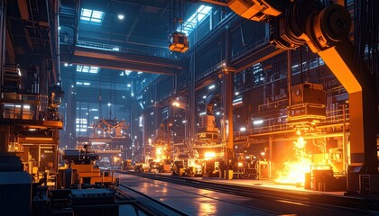 Poster - Futuristic Industrial Factory with Advanced Machinery and Technology