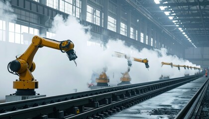 Poster - Industrial Robotics in Action with Steam in a Modern Factory Setting
