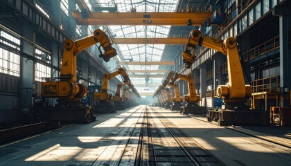 Poster - Industrial Robots in Factory Setting with Sunlight and Shadows