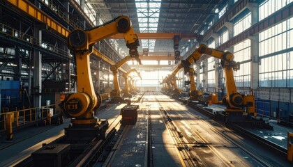 Poster - Industrial Robotics in Modern Factory with Sunlight Streaming In
