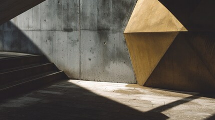 Poster - Urban Architecture Detail Showcasing Geometric Forms in Light and Shadow