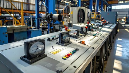 Poster - Control Panel and Machinery in Modern Industrial Manufacturing Facility