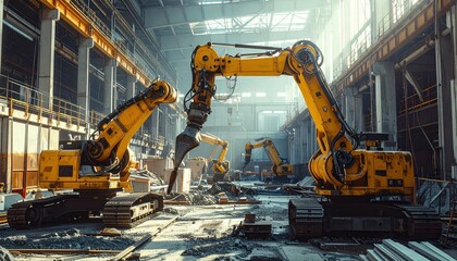 Poster - Industrial Robots Working in Modern Factory Environment