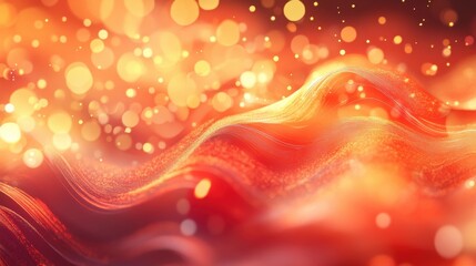 Poster - Abstract modern red waves background or backdrop with glow and bokeh