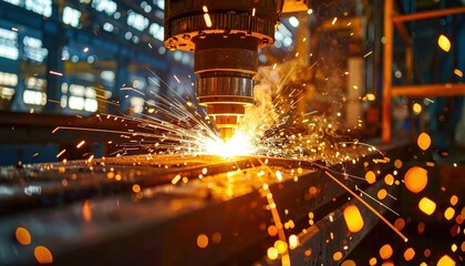 Poster - Sparkling Metalwork in Industrial Laser Cutting Process