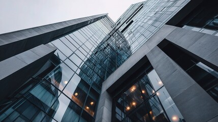 Poster - Modern Architectural Design Featuring Glass and Concrete Elements