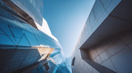 Poster - Modern Angular Geometry in Glass and Concrete Building Design