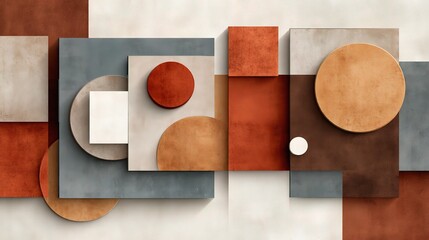 Poster - Geometric Color Blocks in Soft Earth Tones for Modern Design