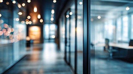 Dynamic office space with blurred background modern workspace urban environment professional atmosphere