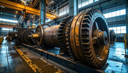 Poster - Massive Industrial Gears and Machinery in Modern Factory Environment