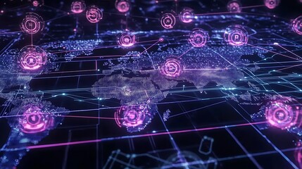 A Holographic Map Showing City Grid and Routes

