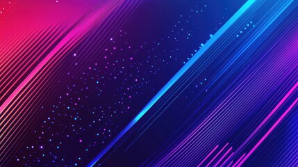 Fototapete - Abstract neon lines and glowing dots