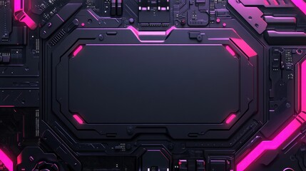 Poster - Abstract circuit board with pink glow