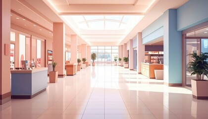 Poster - Bright and Modern Interior of a Shopping Mall with Natural Light