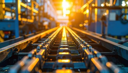 Poster - Industrial Conveyor System with Sunlight in Factory Environment