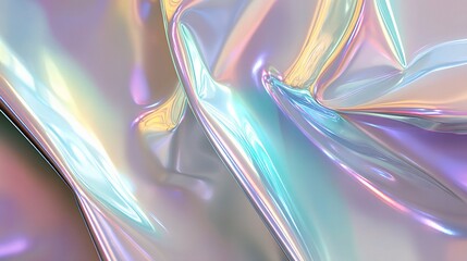 Poster - Iridescent Reflection on Chrome Surface with Pastel Hues and Shine