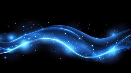 Poster - Abstract glowing blue wavy lines