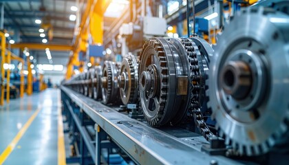 Poster - Industrial Assembly Line with Precision Gears and Machinery Components