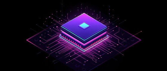 Poster - Colorful computer processor circuit board graphic
