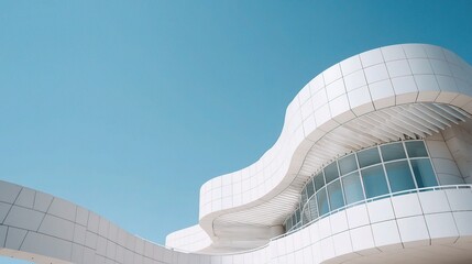Poster - Modern Abstract Architecture View in Art Museum Against Clear Sky