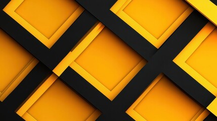 Poster - Black abstract papercut grid pattern on yellow background. Geometric corporate vector design illustration , no logos, no brands