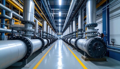 Poster - Industrial Pipeline System in Modern Factory Setting with Machinery