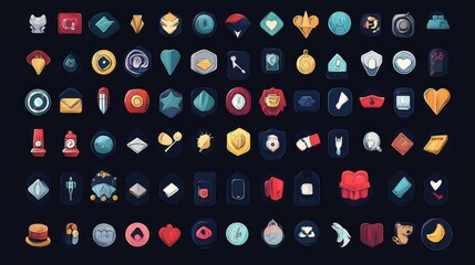 Poster - 168 universal Icons. Each icon is a single object. Vector illustration. illustration , no logos, no brands