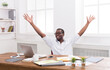 © Prostock-studio - Happy excited businessman celebrate. Winner, black man in office with laptop