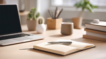 Poster - Clean and Tidy Workspace Design Featuring Desk and Accessories
