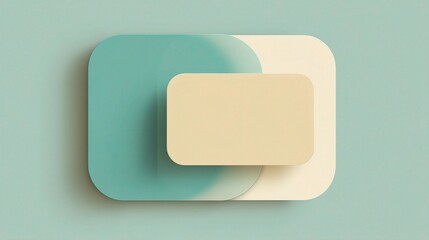 Poster - Soft Teal Abstract Shapes Overlapping with Cream Tones