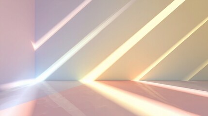 Poster - Soft Diagonal Light Beams Crossing Pastel Surfaces in Minimal Space