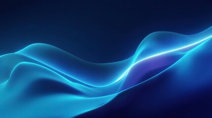 Poster - Glowing Blue Abstract Background with Wavy Neon Lines in Waves