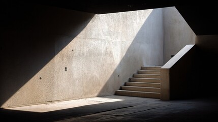 Poster - Minimalist Architecture Detail Featuring Geometric Staircase and Light