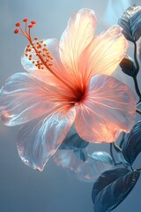 Fototapete - Abstract flower floats in 3D, petals clear as crystal