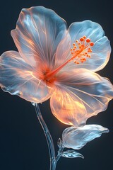 Fototapete - Glass-petal hibiscus glows in radiant digital floral composition