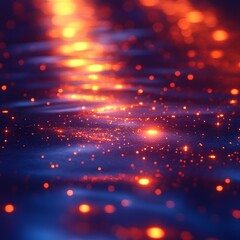 Fototapete - A liquid surface shines brightly under the subtle glow of abstraction