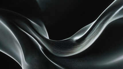 Poster - Smooth Flowing Abstract Black Background with White Elements