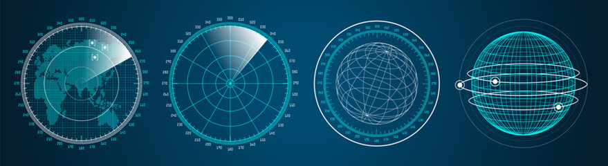 Leinwandbilder - Futuristic graphic user interface HUD. Infographic design UI elements and radar screens. Vector illustration.