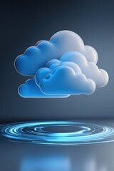 Poster - a blue and white cloud with a white cloud in the middle. the clouds are floating in the air