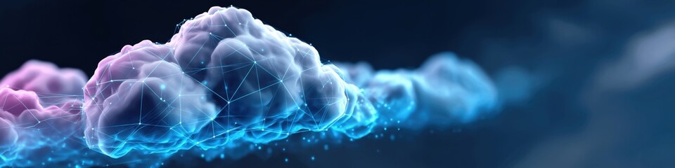 Poster - a blue and purple cloud with a white line in the middle. the cloud is very large and has a lot of de