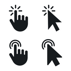 Fototapete - Collection of Four Click Cursor Icons Hand and Pointer for Digital Interface