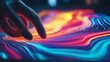 © Juan - Futuristic hand touching colorful swirling liquid interface in tech style