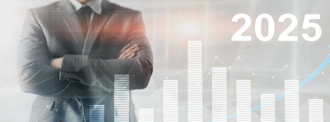 Wall Mural - financial background, economic growth 2025. abstract background. mixed media