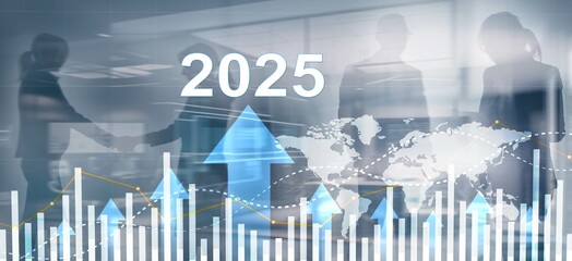 Wall Mural - financial background, economic growth 2025. abstract background. mixed media