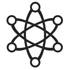 Aufkleber - Minimalist atom symbol icon designed in single line art style for creative and educational purposes