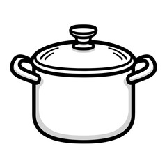 Poster - Minimalist cooking pot icon in a simple 2D design suitable for culinary themes and cooking applications