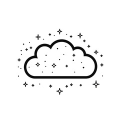 Aufkleber - Stylish minimalist cirrus cloud icon with tech-inspired design in a simple black and white format