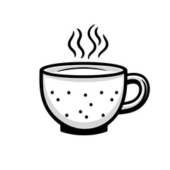Poster - Minimalist coffee cup icon with steam in a tech-inspired line design suitable for modern applications