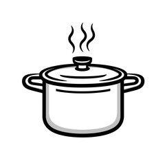 Poster - Cooking pot icon showcasing minimalist design with tech-inspired line art