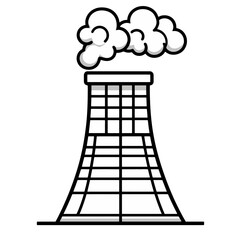 Poster - Minimalist cooling tower icon displayed in a single line style for industrial design applications